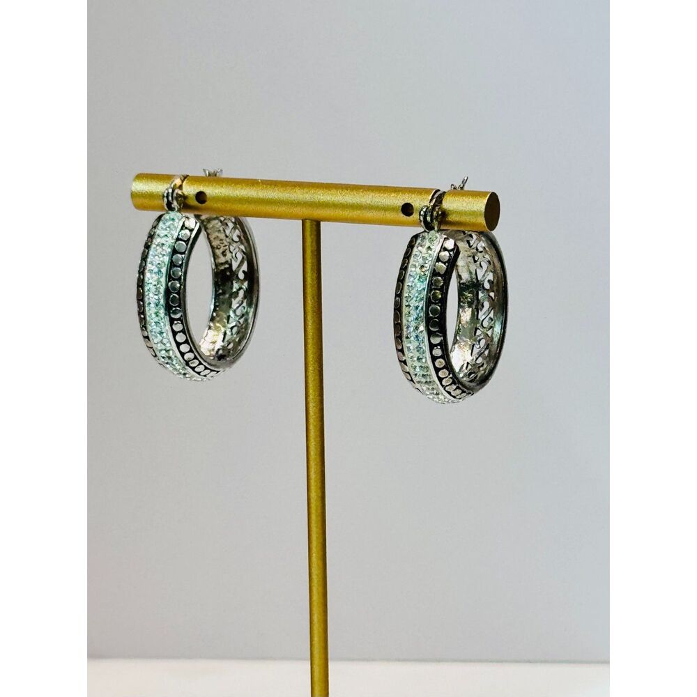 Sterling Silver CZ Hoop Earrings